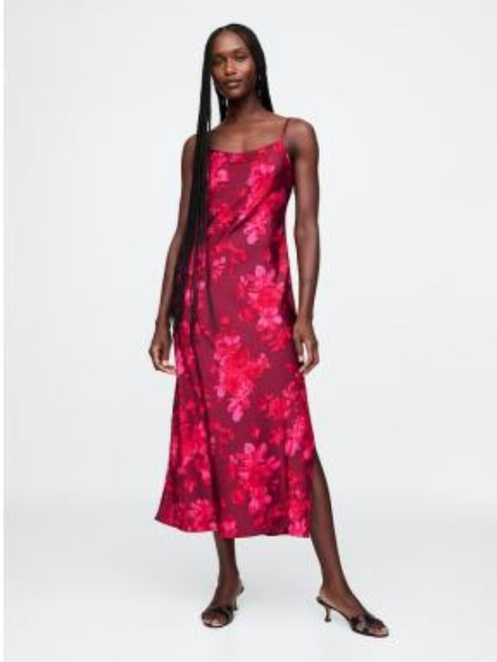 GAP pink floral satin maxi slip dress, small, new with tags, spaghetti straps